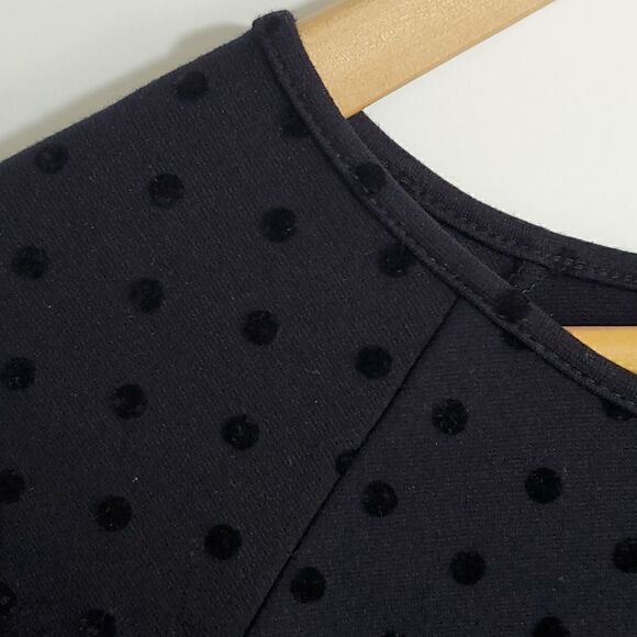 J. Crew Black Velvet Dot Ponte Sweater 3/4 Sleeve Women's Top S - Picture 3 of 8